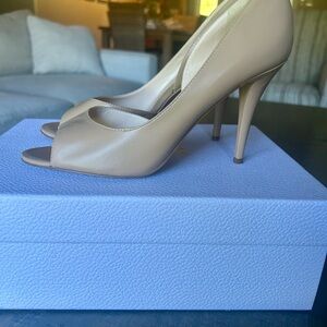 Nine West Tan Peep-Toe Heels